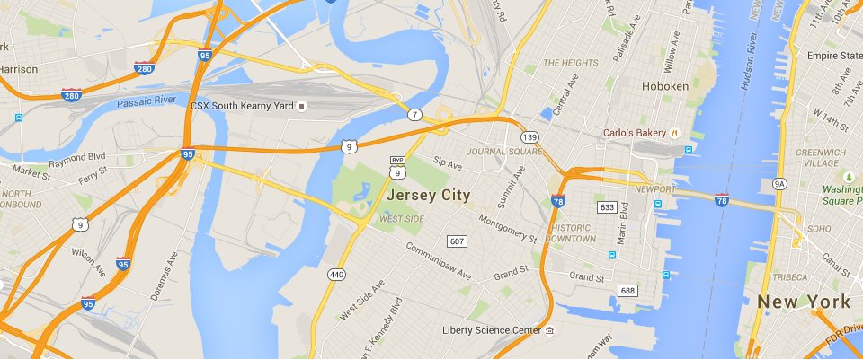 Jersey City Dumpster Rental Service Map